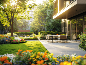 Résidence senior moderne avec espaces de vie confortables et accessibles