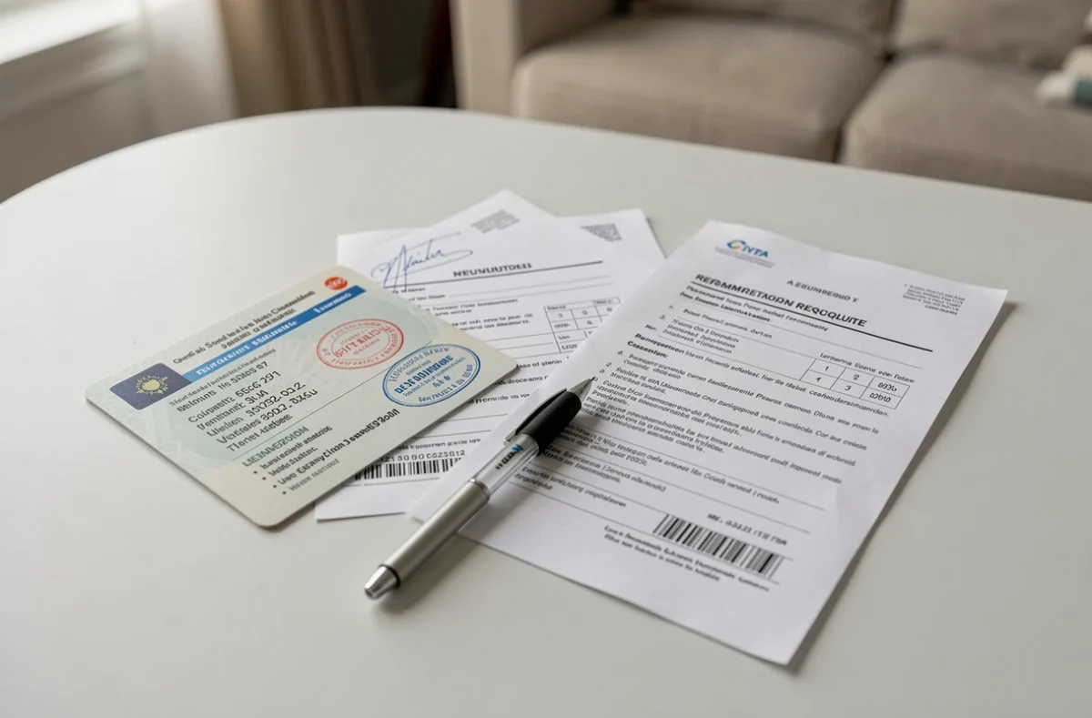 Documents administratifs pour le remboursement d'un fauteuil releveur par la sécurité sociale incluant carte vitale et ordonnance médicale