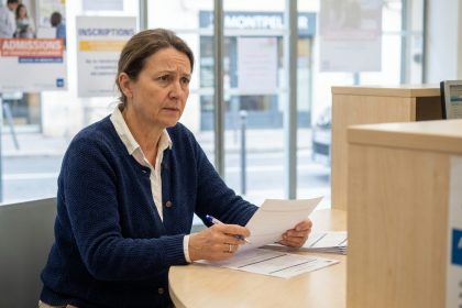 Femme préoccupée à la réception en Montpellier