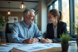 Cadres seniors utilisant des outils pour optimiser leurs compétences professionnelles