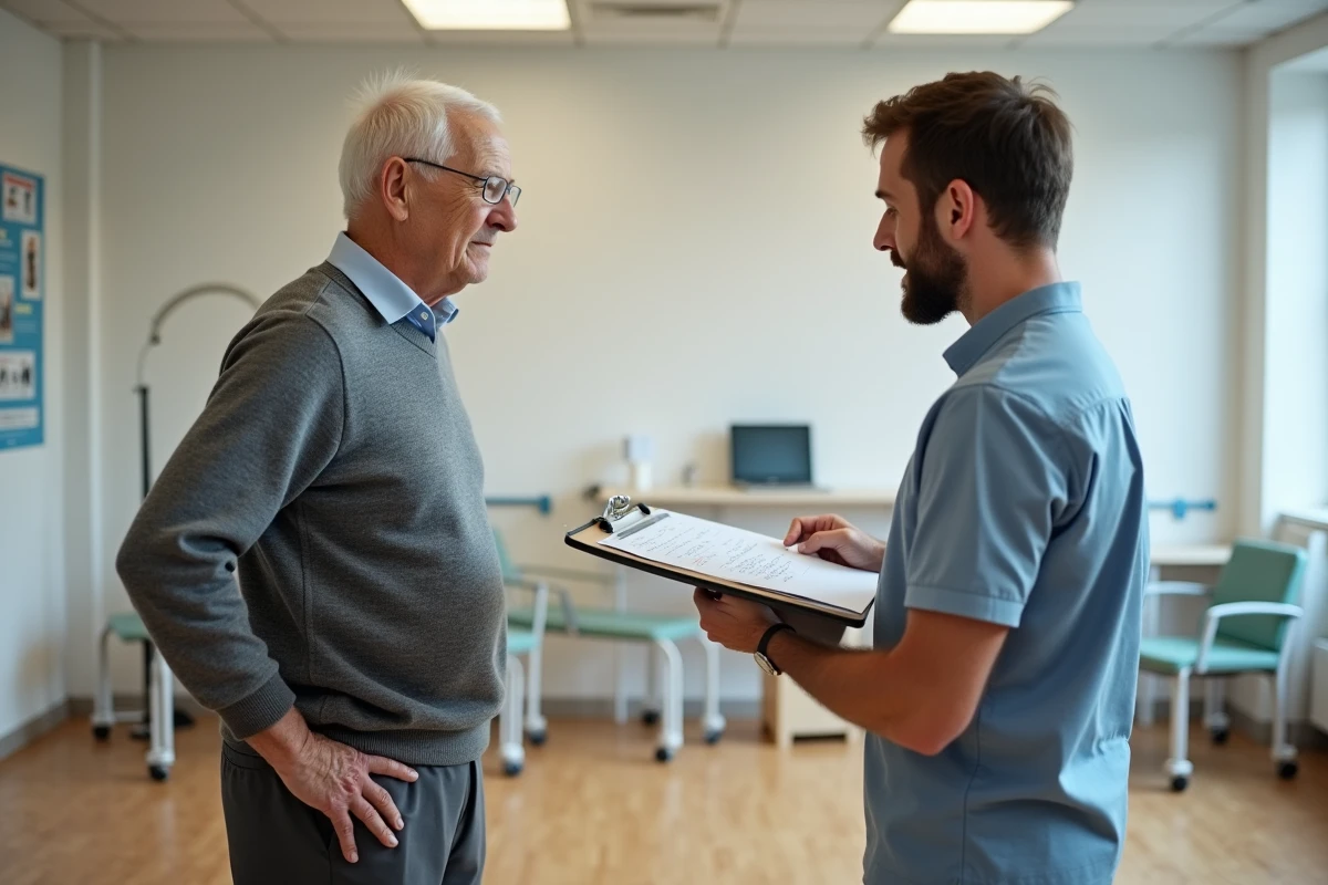 Homme age de 70 ans effectuant test d