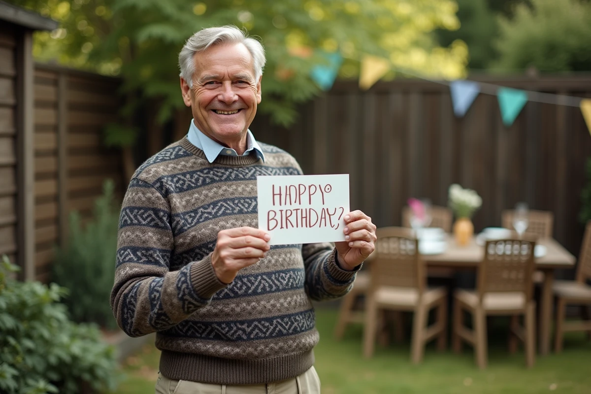 Homme de 60 ans souriant avec carte d