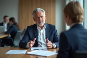 Homme senior en costume lors d'un entretien professionnel