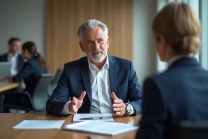 Homme senior en costume lors d'un entretien professionnel